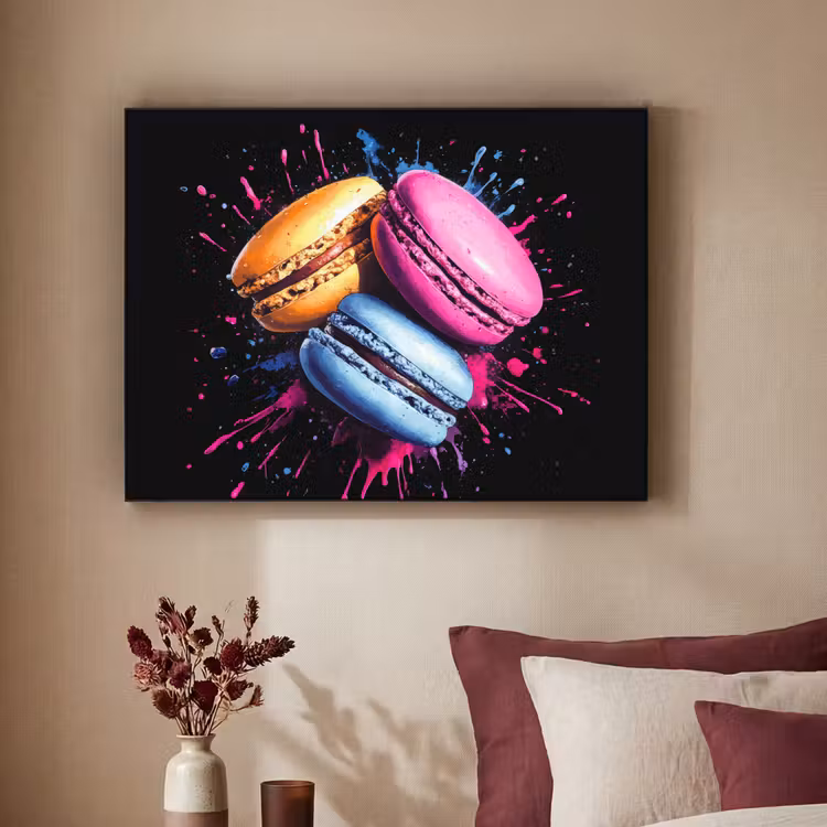 Art Frame - Macarons - Dessert - Graffiti - Kleurrijk - Roze - Blauw - Geel — 3