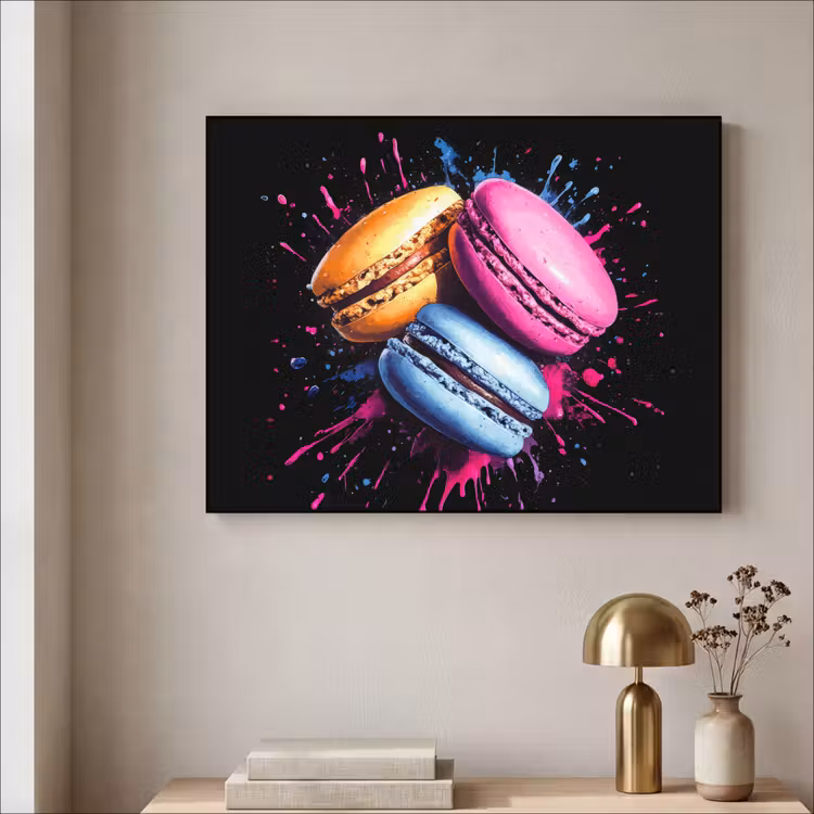 Art Frame - Macarons - Dessert - Graffiti - Kleurrijk - Roze - Blauw - Geel — 5