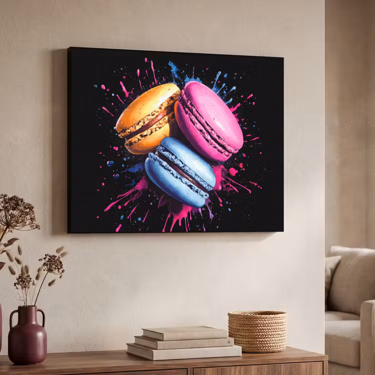 Art Frame - Macarons - Dessert - Graffiti - Kleurrijk - Roze - Blauw - Geel — 7