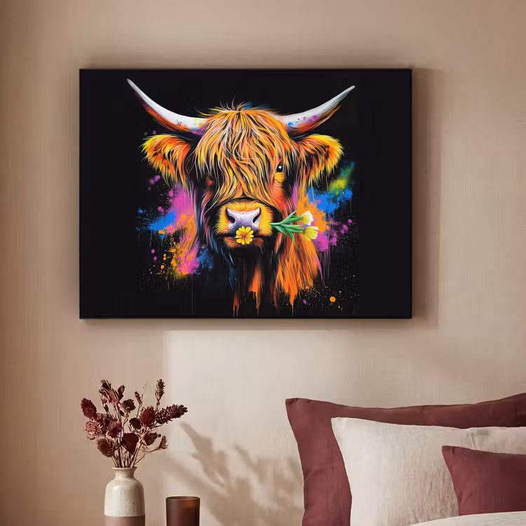 Art Frame - Schotse Hooglander - Graffiti - Kleurrijk - Bloem - Dieren — 3