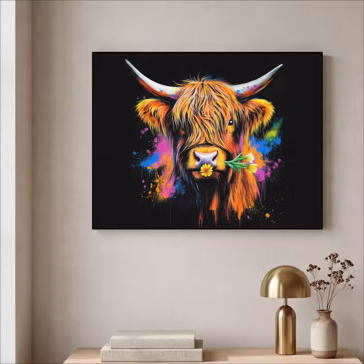 Art Frame - Schotse Hooglander - Graffiti - Kleurrijk - Bloem - Dieren — 5