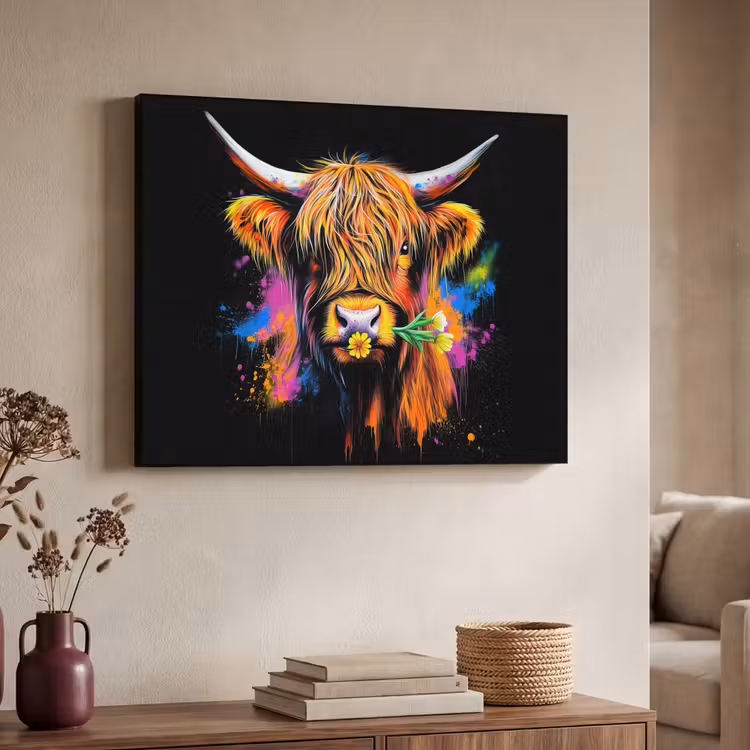 Art Frame - Schotse Hooglander - Graffiti - Kleurrijk - Bloem - Dieren — 7