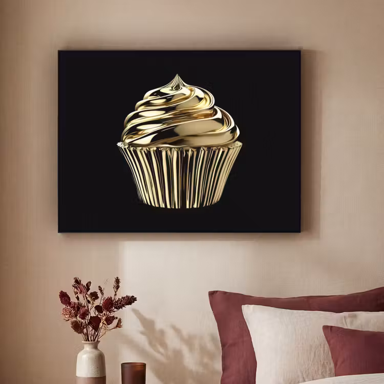 Art Frame - Cupcake - Eten - Goud - Zwart — 3