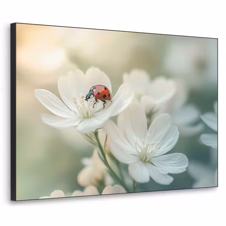 Art Frame - Lieveheersbeestje - Bloemen - Wit — 1
