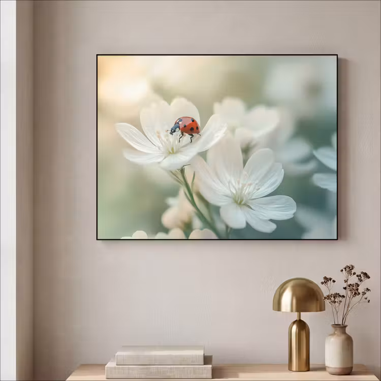 Art Frame - Lieveheersbeestje - Bloemen - Wit — 5