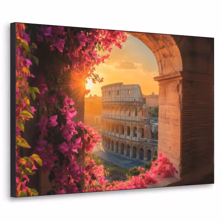 Art Frame - Colosseum - Rome - Roze Bloemen — 1