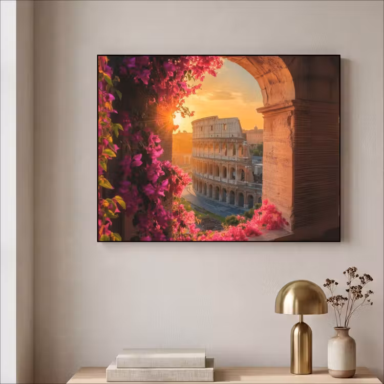 Art Frame - Colosseum - Rome - Roze Bloemen — 5