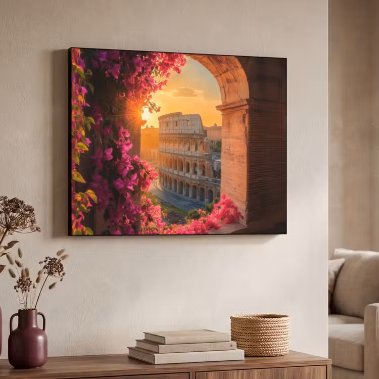 Art Frame - Colosseum - Rome - Roze Bloemen — 7
