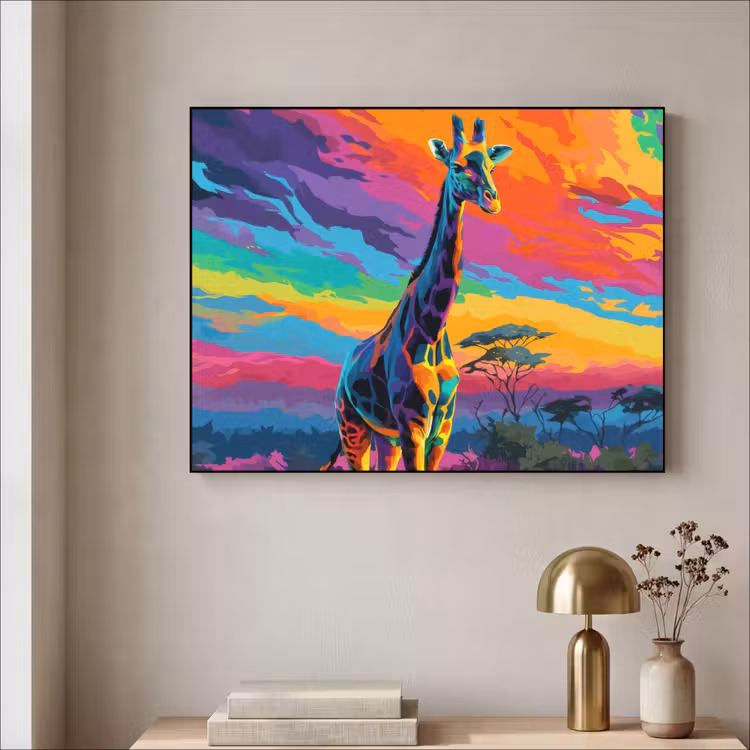 Art Frame - Giraffe - Savanna - Lucht - Gekleurd — 5