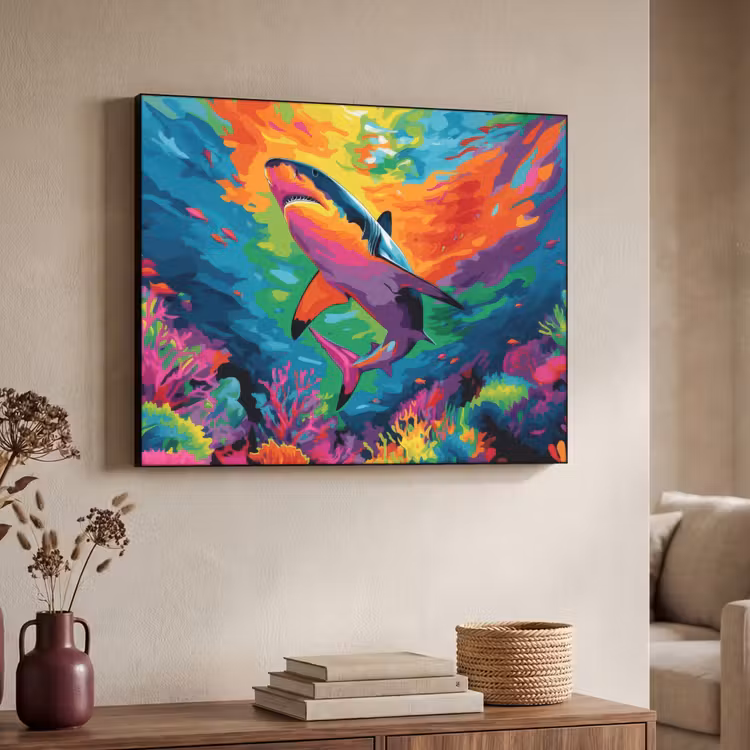 Art Frame - Haai - Koraalrif - Abstract - Kleurrijk — 7