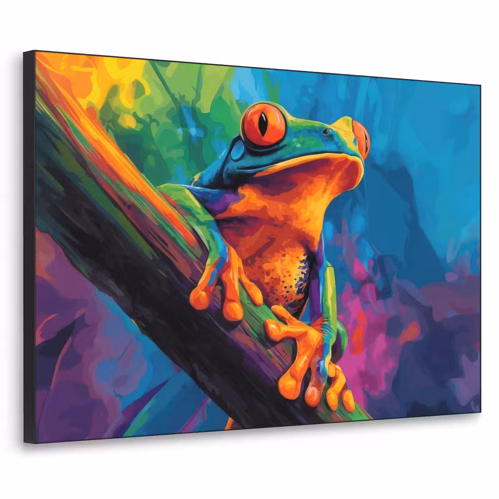Art Frame - Kikker - Felgekleurd - Tak - Regenboog — 1