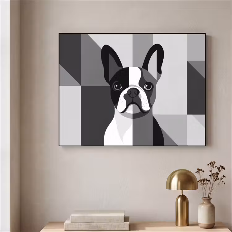 Art Frame - Buldog - Zwart - Abstract - Vlakken — 5