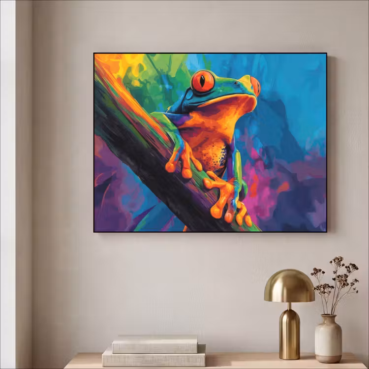 Art Frame - Kikker - Felgekleurd - Tak - Regenboog — 5