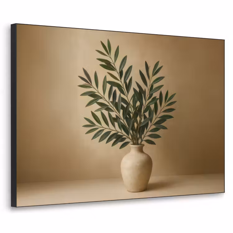 Art Frame - Vaas - Olijftakken - Bladeren - Beige — 1
