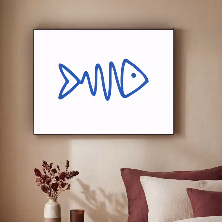Art Frame - Vis - Minimalistisch - Blauw - Lijn — 3