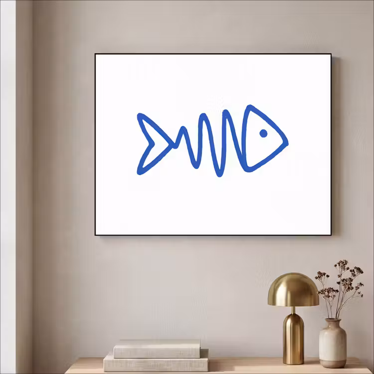 Art Frame - Vis - Minimalistisch - Blauw - Lijn — 5