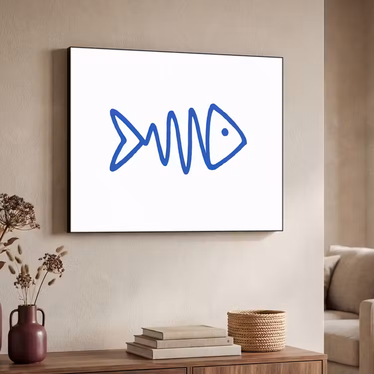 Art Frame - Vis - Minimalistisch - Blauw - Lijn — 7