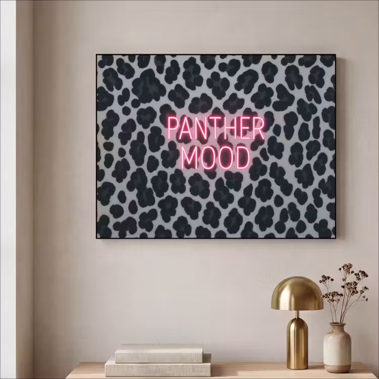 Art Frame - Panterprint - Zwart - Neonletters - Roze — 5