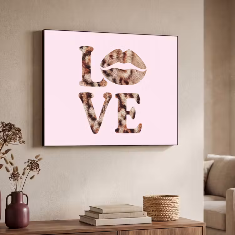 Art Frame - Tekst - Love - Pantervacht - Lichtroze — 7