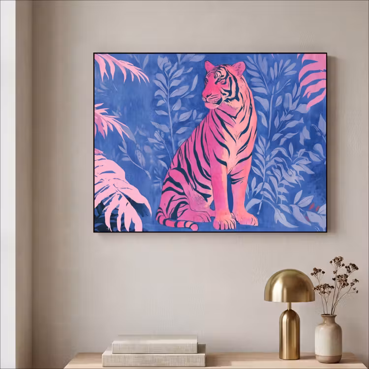 Art Frame - Tijger - Roze - Bladeren - Jungle — 5