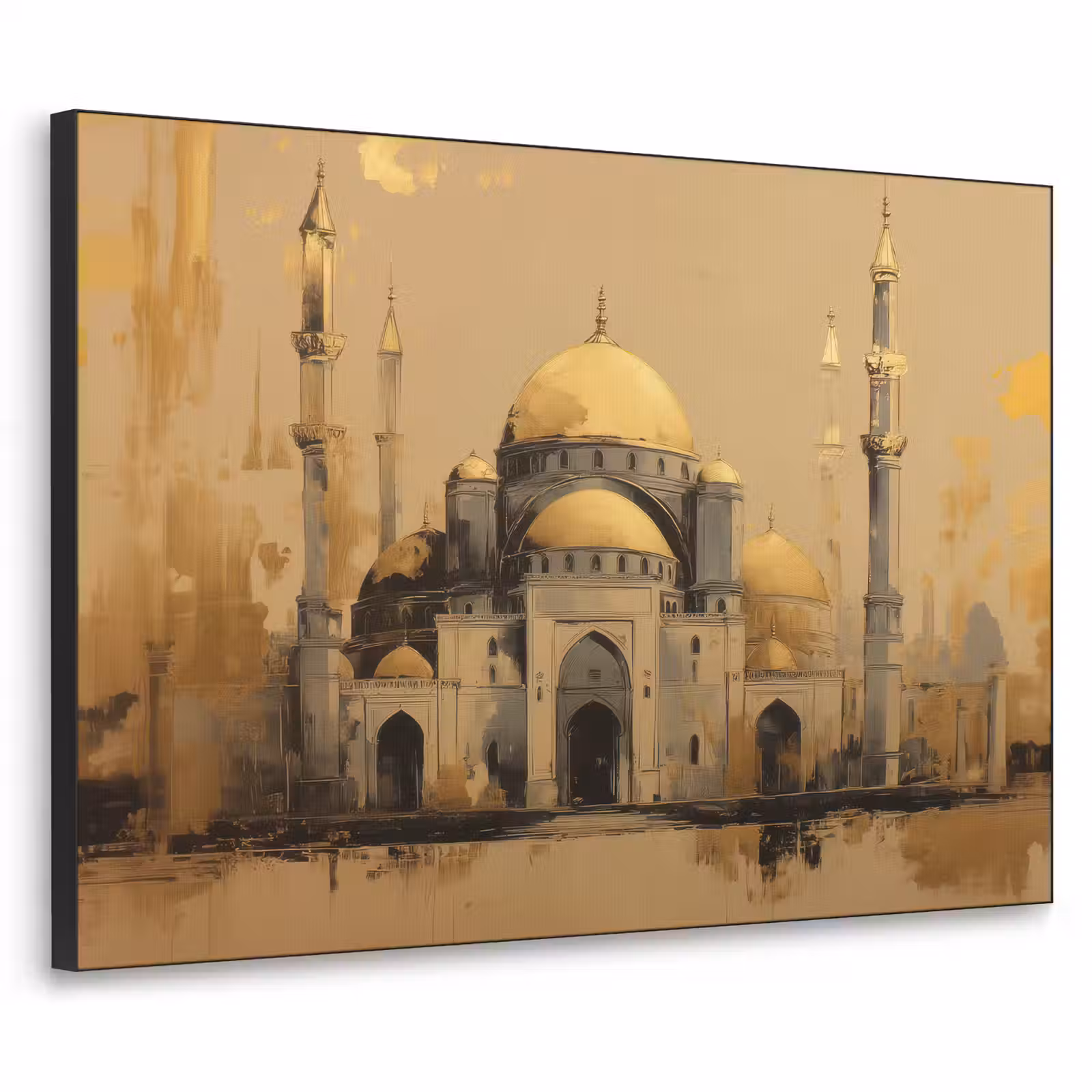Art Frame - Goud - Abstracte penseelstreken - Moskee — 1