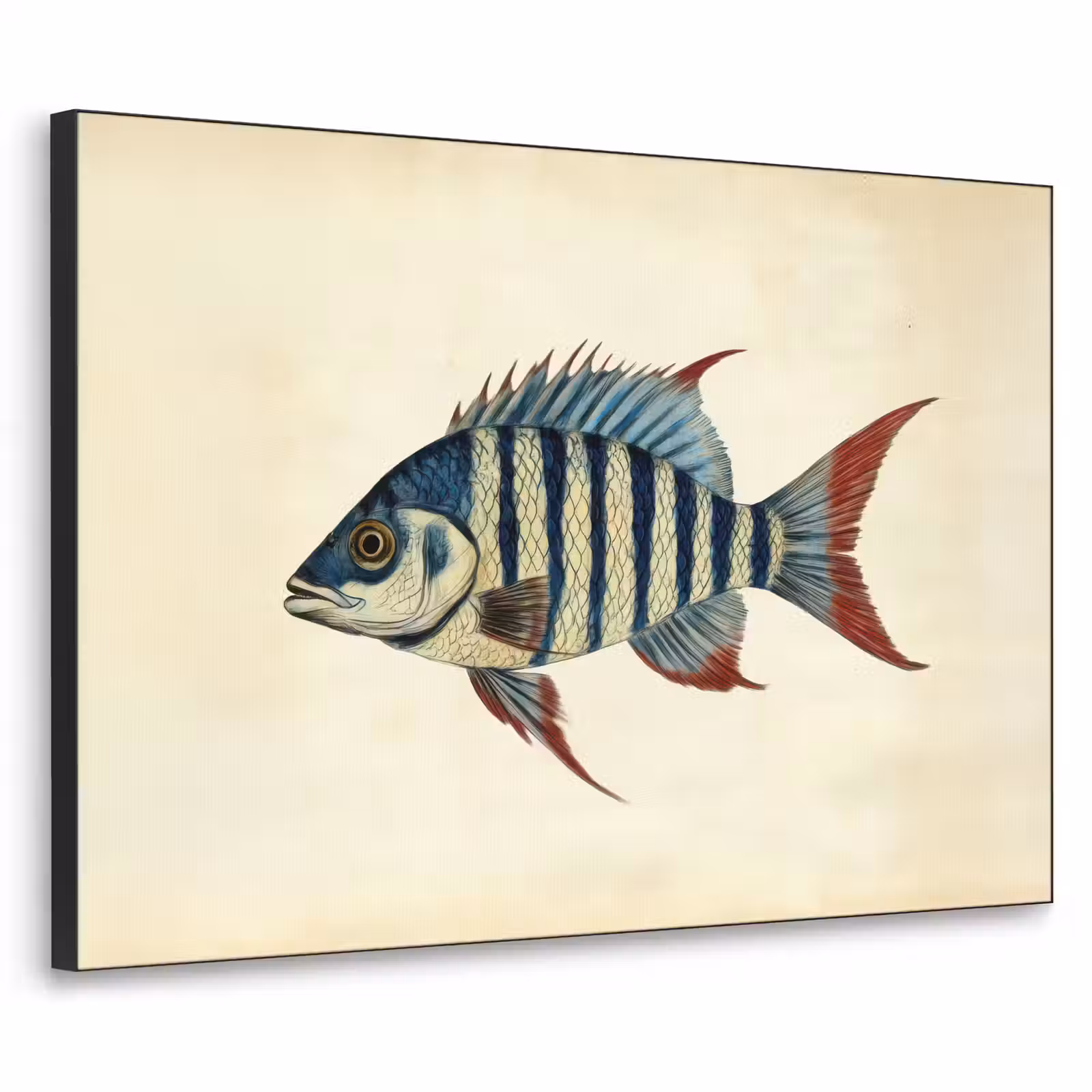 Art Frame - Gestreept - Donkerblauw - Rugvin - Vis — 1