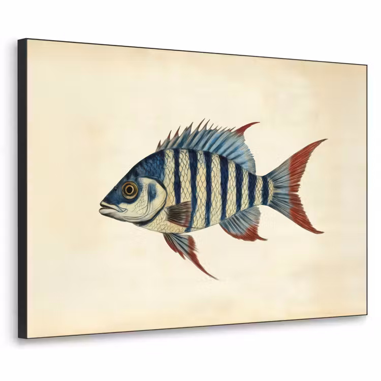 Art Frame - Gestreept - Donkerblauw - Rugvin - Vis — 1
