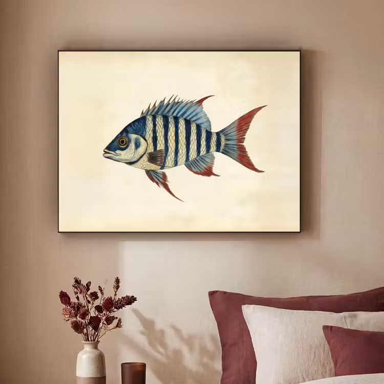 Art Frame - Gestreept - Donkerblauw - Rugvin - Vis — 3