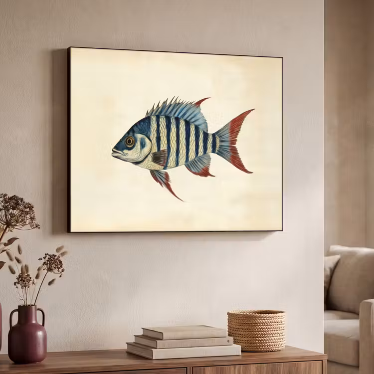 Art Frame - Gestreept - Donkerblauw - Rugvin - Vis — 7