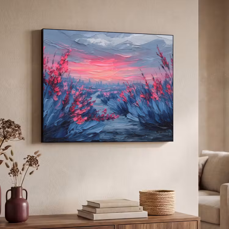 Art Frame - Schilderij - Zonsondergang - Bloemen - Rivier — 7
