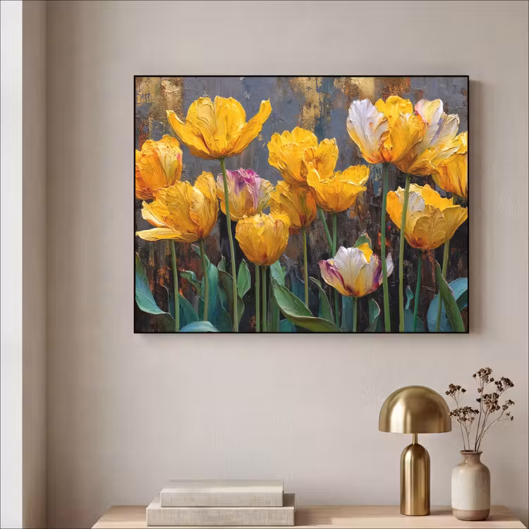 Art Frame - Tulpen - Geel - Penseelstreken - Abstract — 5