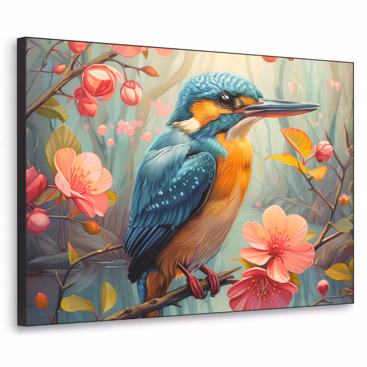 Art Frame - IJsvogel - Bloesem - Natuur - Vogels - Bloemen — 1