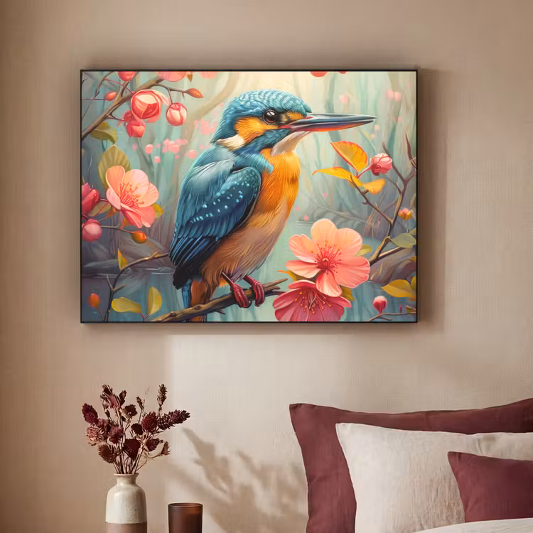 Art Frame - IJsvogel - Bloesem - Natuur - Vogels - Bloemen — 3