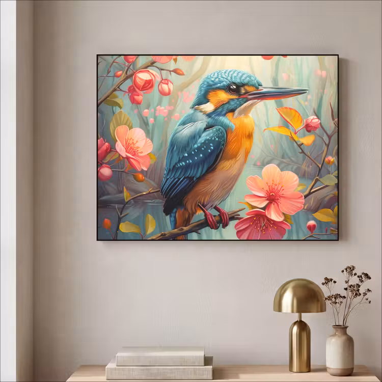 Art Frame - IJsvogel - Bloesem - Natuur - Vogels - Bloemen — 5