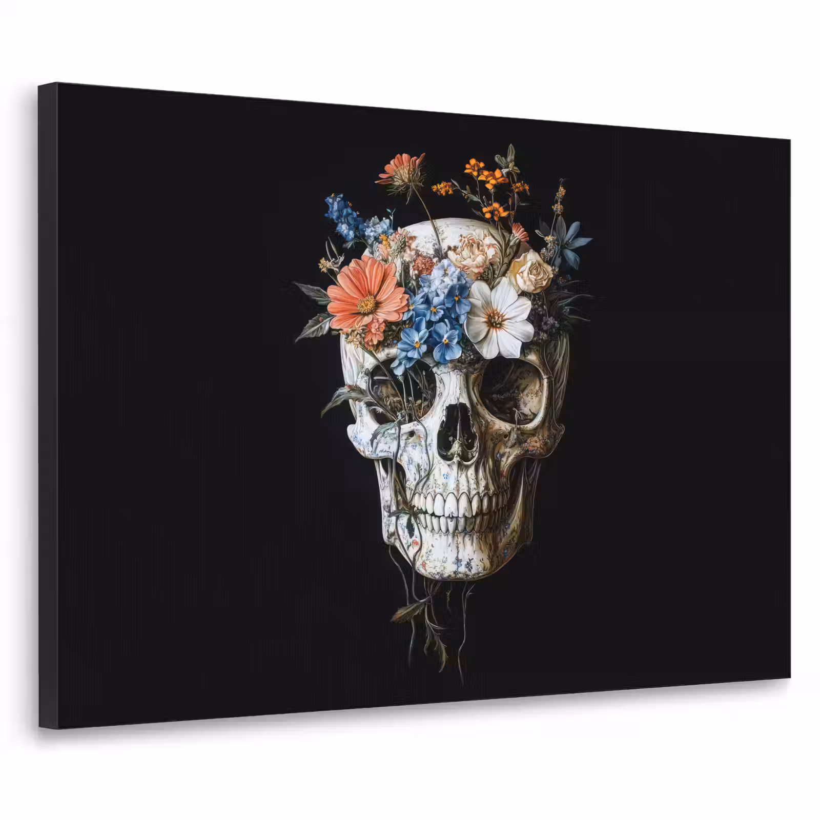Art Frame - Bloemen - Schedel - Kleurrijk — 1