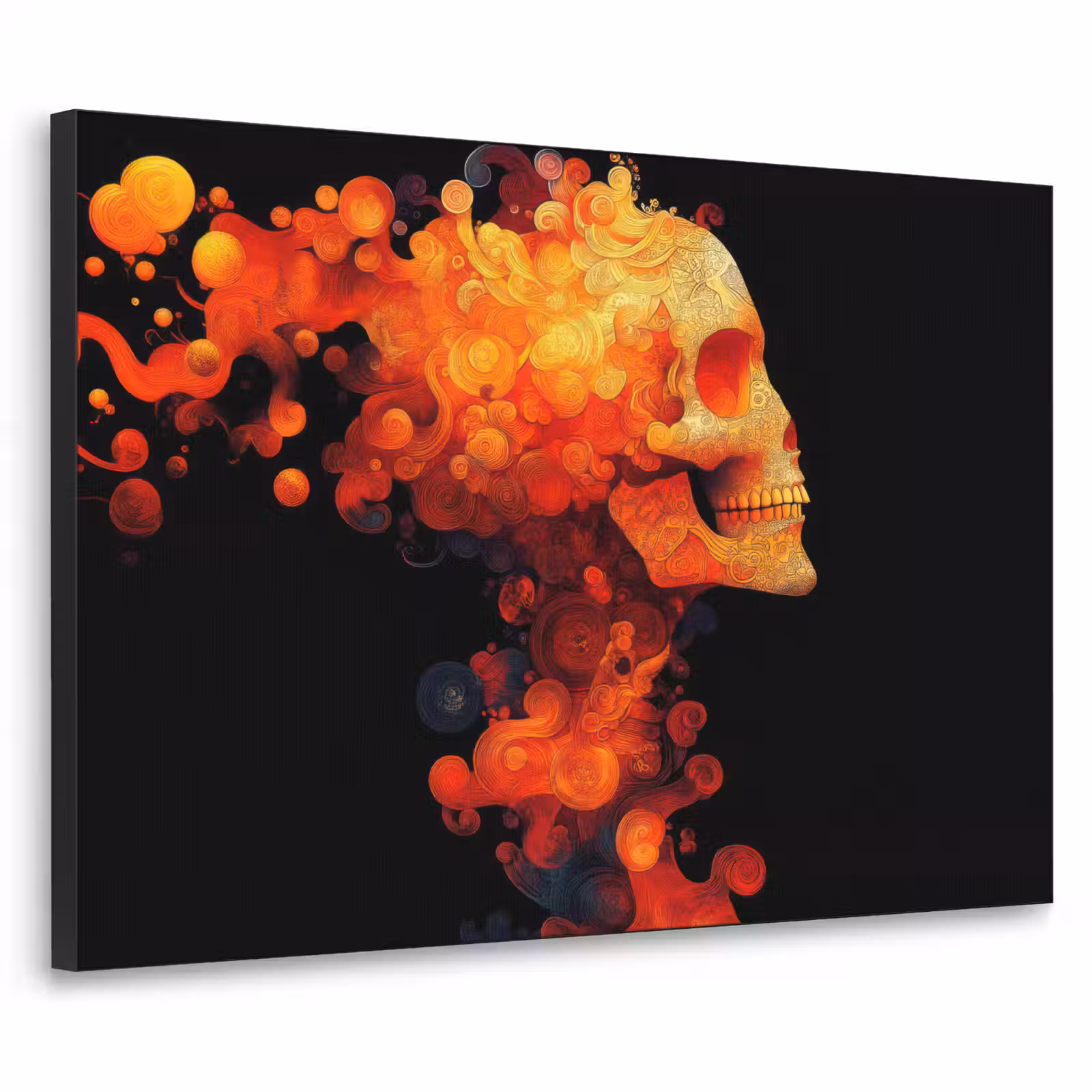 Art Frame - Schedel - Oranje - Zijaanzicht - Vlammen — 1