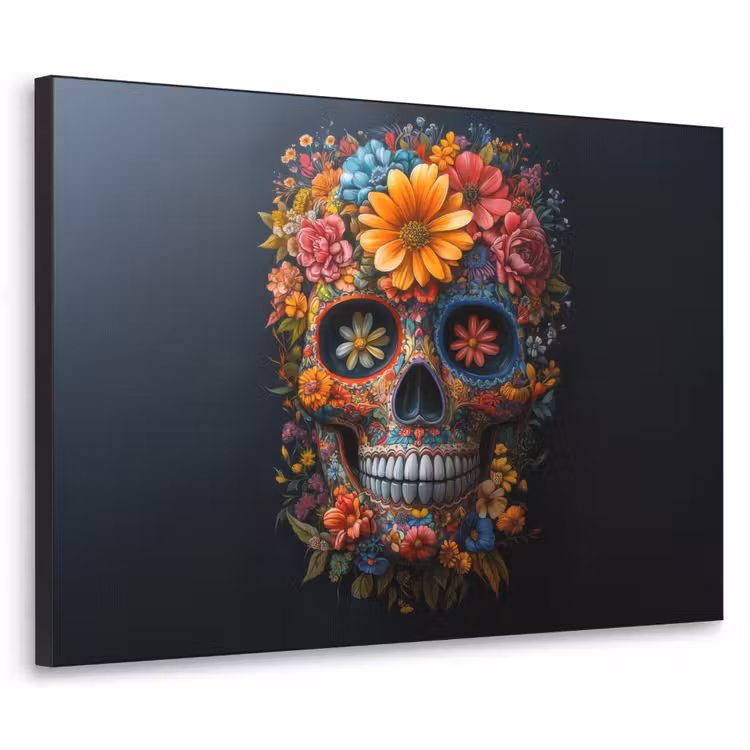 Art Frame - Bloemen - Kleurrijk - Schedel — 1
