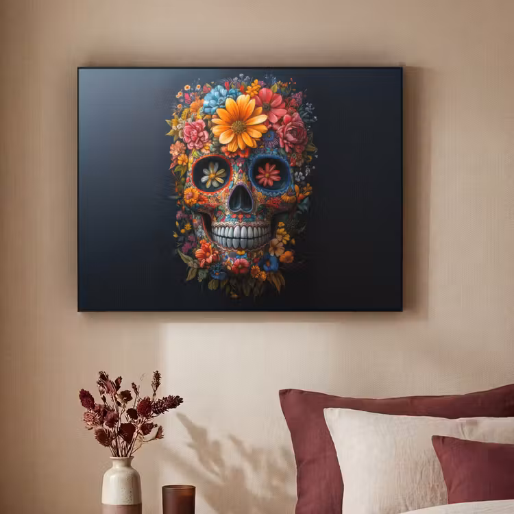 Art Frame - Bloemen - Kleurrijk - Schedel — 3