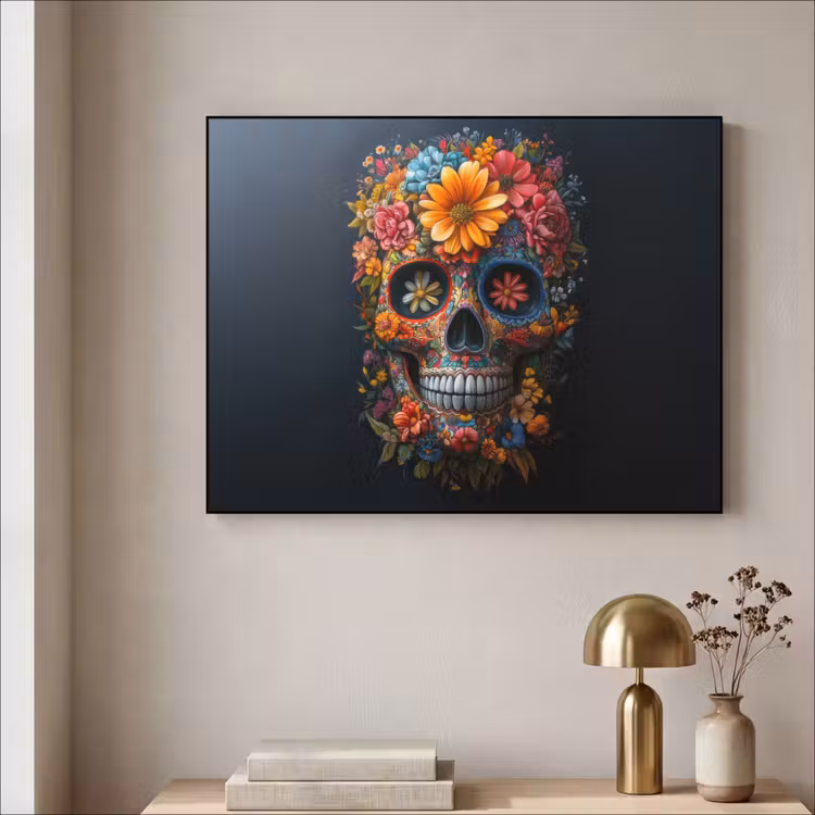 Art Frame - Bloemen - Kleurrijk - Schedel — 5