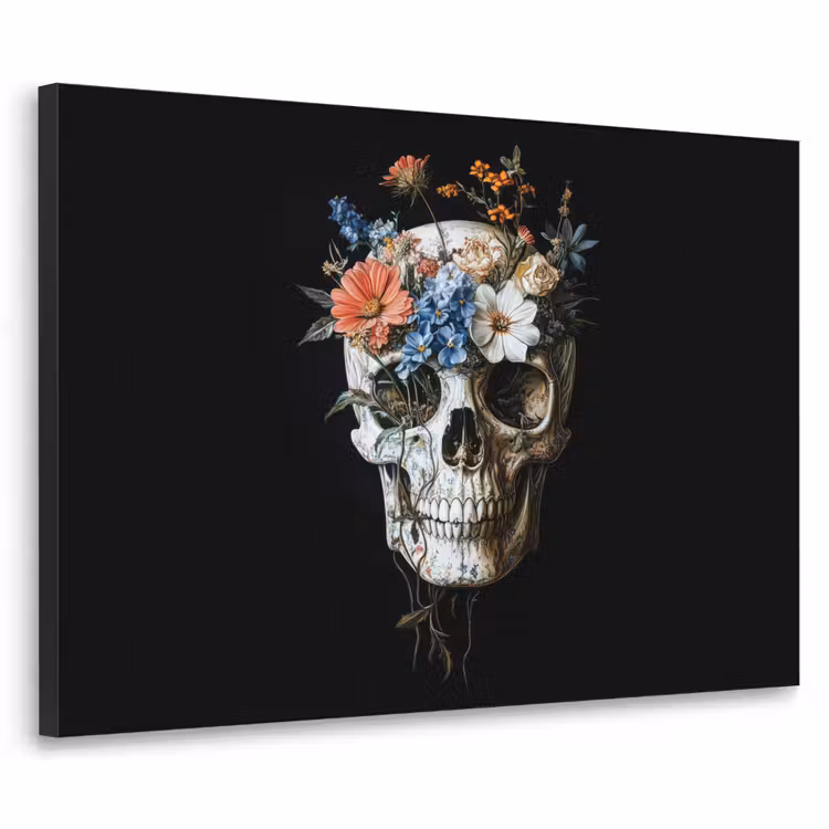 Art Frame - Bloemen - Schedel - Kleurrijk — 1