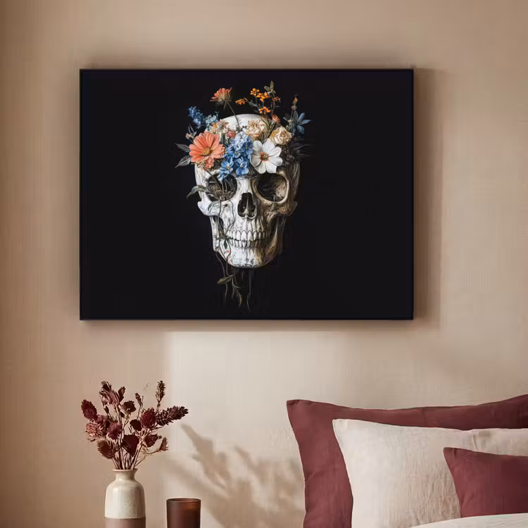 Art Frame - Bloemen - Schedel - Kleurrijk — 3