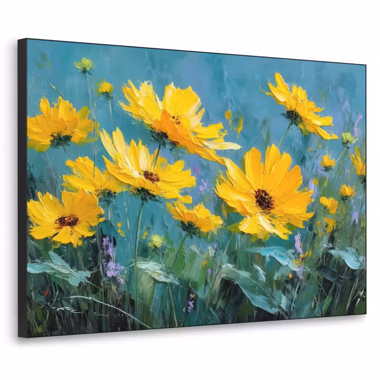 Art Frame - Penseelstreken - Bloemen - Felgeel - Abstract — 1