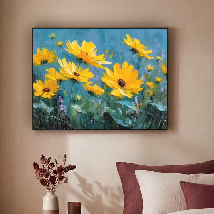 Art Frame - Penseelstreken - Bloemen - Felgeel - Abstract — 3
