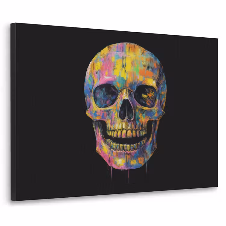 Art Frame - Penseelstreken - Schedel - Kleurrijk - Abstract — 1