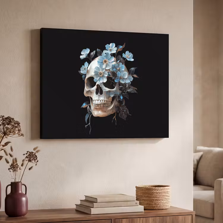 Art Frame - Schedel - Blauw - Bloemen - Bladeren — 7