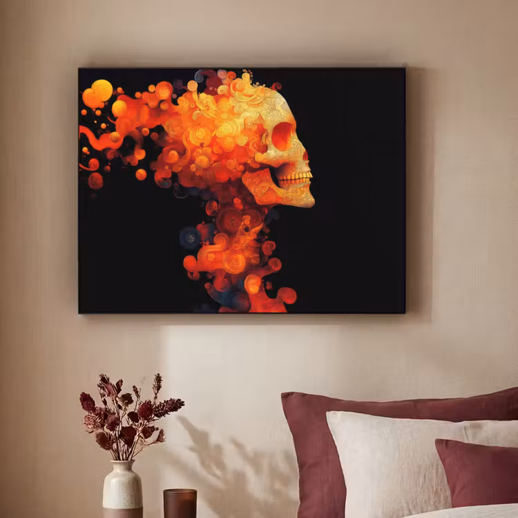 Art Frame - Schedel - Oranje - Zijaanzicht - Vlammen — 3