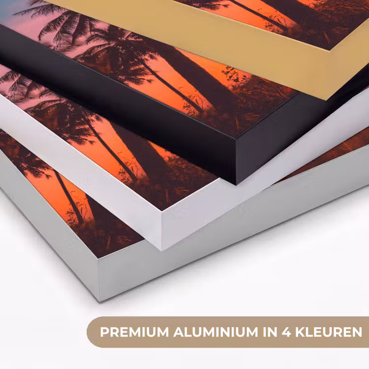 Art Frame - Palmboom - Zonsondergang - Horizon - Strand - Oranje - Roze — 2