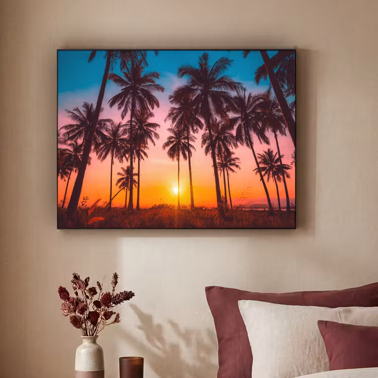 Art Frame - Palmboom - Zonsondergang - Horizon - Strand - Oranje - Roze — 3
