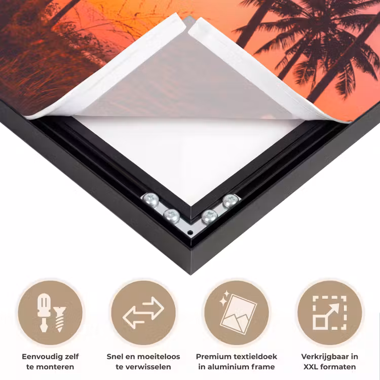 Art Frame - Palmboom - Zonsondergang - Horizon - Strand - Oranje - Roze — 4