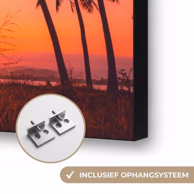 Art Frame - Palmboom - Zonsondergang - Horizon - Strand - Oranje - Roze — 6